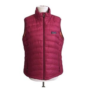 Patagonia womens Large Down Fill Sweater Vest full zip quilted magenta pink
